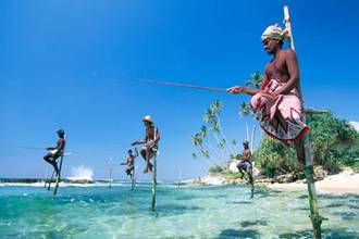 Местные жители Шри Ланки ловят рыбу